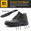 Black Leather Steel Toe Anti Puncture Vaultex Safety Shoes for Construction