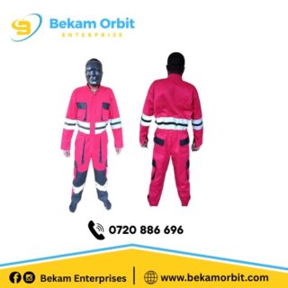 Red black Reflective Two Tone Cargo Work Overalls