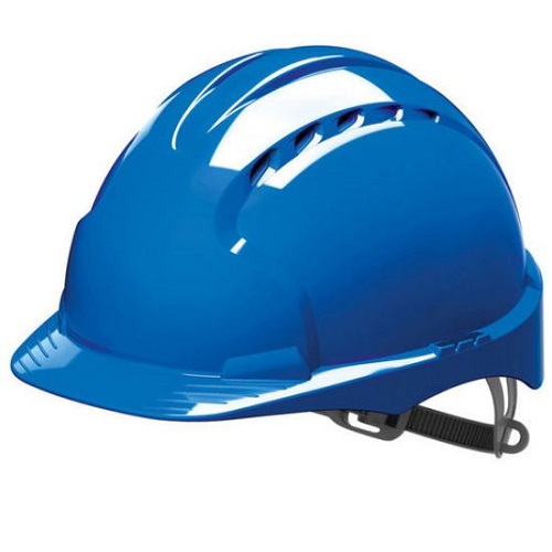 0016901 jsp evo2 safety helmet slip ratchet vented blue cw woodvale construction logo 550