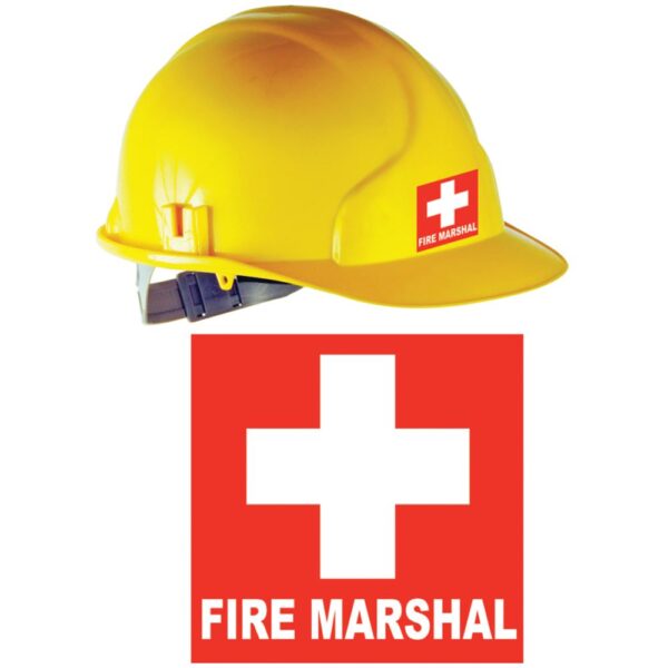 red Fire Marshal stickers for hard hats 1