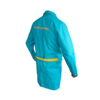 Ladies dustcoat in Kenya made from soft silky woven polyester fabric for professional workwear