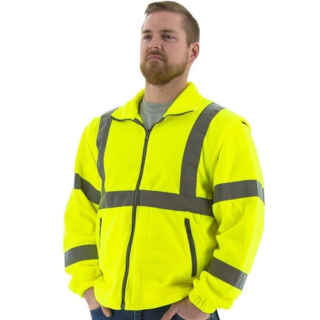Luminous green reflective fleece jacket