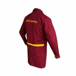 Maroon dustcoat in Kenya made from soft smooth woven polyester fabric for professional workwear