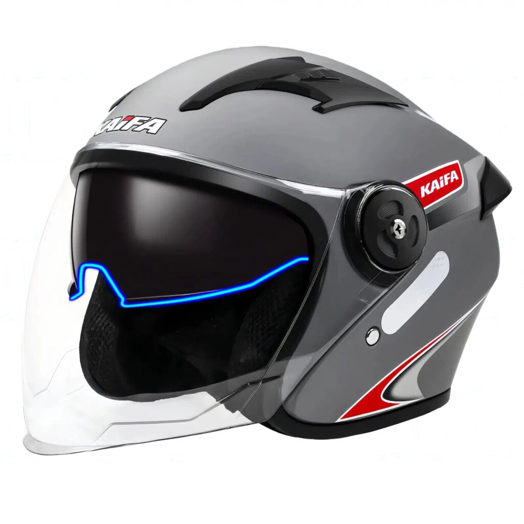 Open face or three quarter helmets