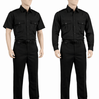 Black security uniform in Kenya made from durable twill fabric for professional guard teams