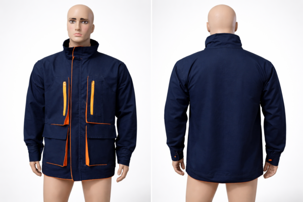 Custom engineer coat Kenya made from twill fabric with optional reflector tape