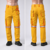 Custom industrial cargo trousers Kenya in twill fabric with knee guard area and optional orange-silver reflective trim