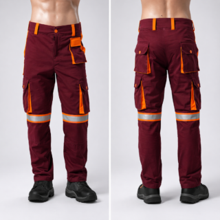 Custom knee pad work trousers Kenya in twill fabric with knee guard area and optional orange-silver reflective trim