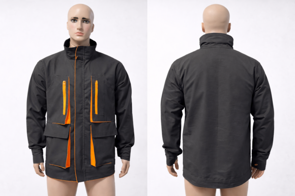 Custom reflective engineer jacket Kenya made from twill fabric with fluorescent-backed or plain silver reflector tape