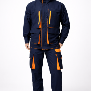 Custom reflective work suit Kenya made from twill fabric with fluorescent-backed or plain silver reflector tape