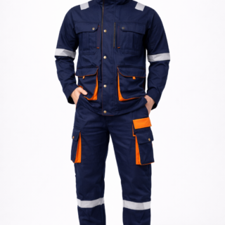 Custom twill engineer suit Kenya made as a jacket and trouser set with optional reflector tape