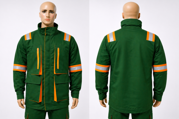 Custom twill work jacket Kenya made from durable fabric with optional reflector tape