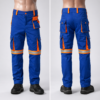 Custom twill work trousers Kenya with knee guard area and optional orange-silver reflective trim