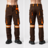 Custom work trousers with knee pad pockets Kenya in twill fabric with knee guard area and optional orange-silver reflective trim