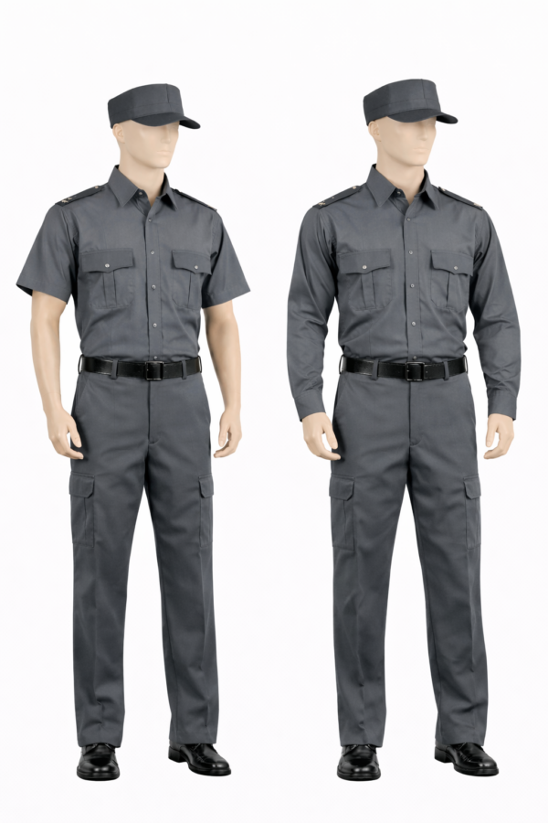 Grey security uniform in Kenya made from durable twill fabric for professional guard teams
