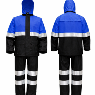 High visibility rain suit Kenya waterproof coat and trouser set with reflective tape
