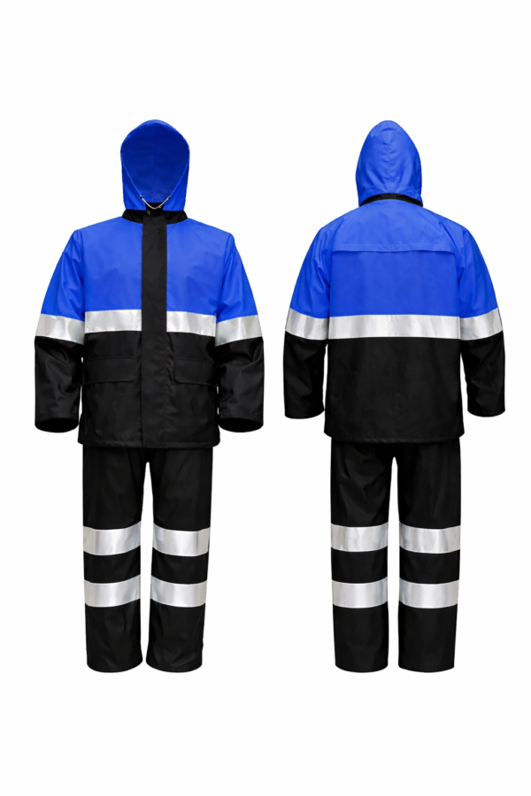High visibility rain suit Kenya waterproof coat and trouser set with reflective tape