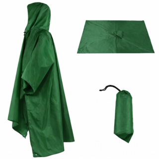 Jungle green rain poncho Kenya waterproof 190T nylon outdoor poncho with hood