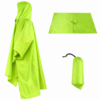 Lime green rain poncho Kenya waterproof 190T nylon high visibility poncho with hood