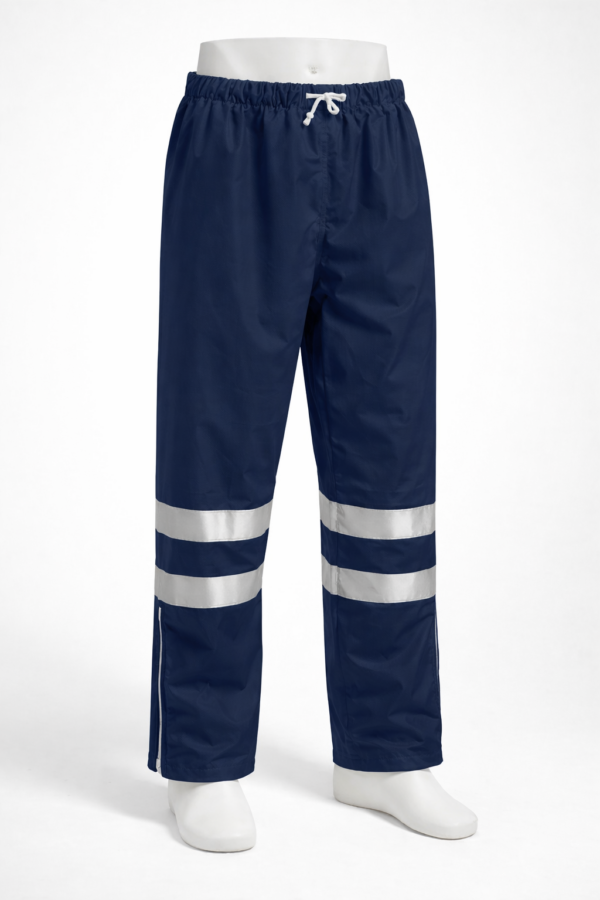 Navy Blue Reflective Waterproof Rider Trousers in Kenya – 190T Nylon Rain Pants