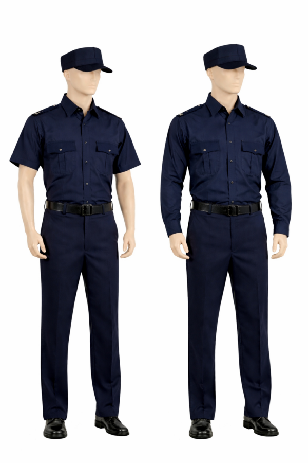 Navy blue security uniform in Kenya made from durable twill fabric for professional guard teams