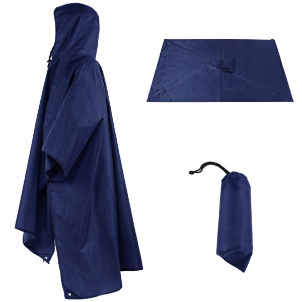 Navy blue rain poncho Kenya waterproof lightweight 190T nylon poncho with hood