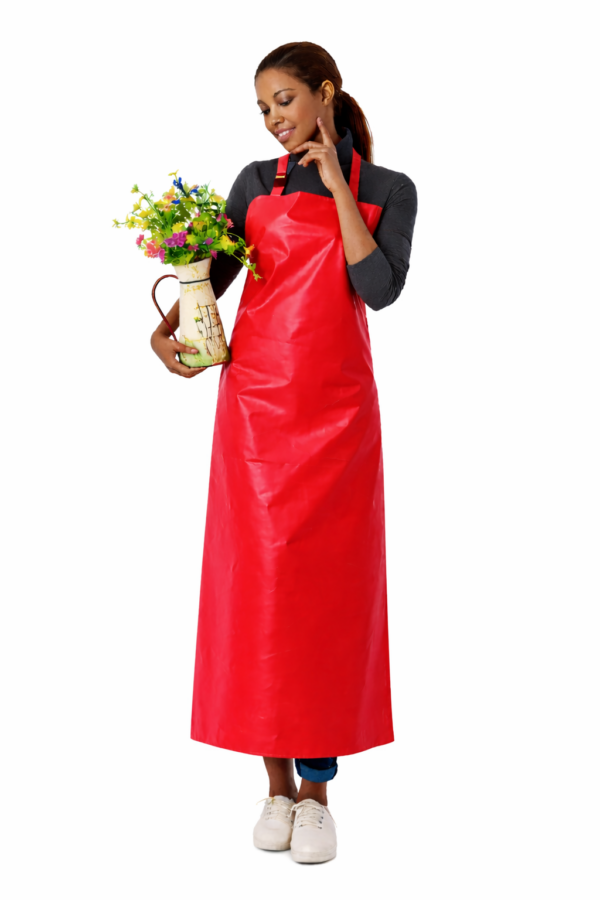 Red waterproof PVC apron Kenya full length industrial apron
