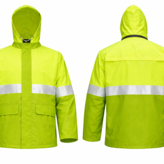 Reflective rider raincoat Kenya made from 190T nylon waterproof material with hood and reflective tape