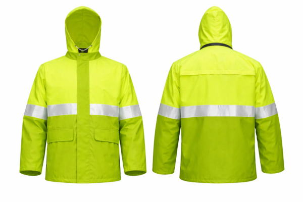 Reflective rider raincoat Kenya made from 190T nylon waterproof material with hood and reflective tape