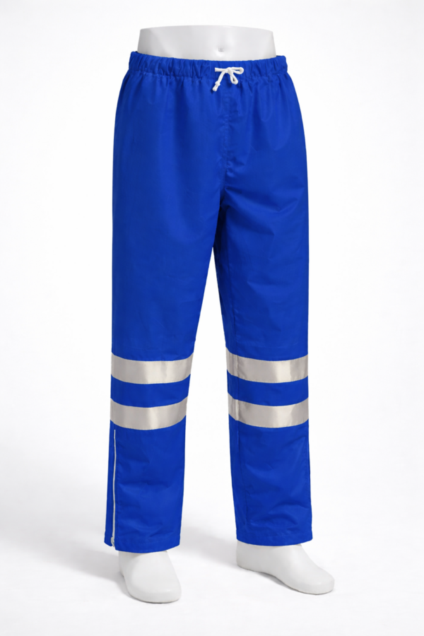 royal blue reflective waterproof rider trousers in Kenya 190T nylon lined rain pants