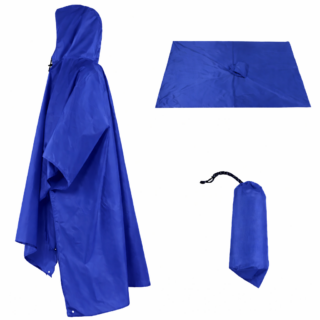 Royal blue rain poncho Kenya waterproof 190T nylon lightweight poncho with hood