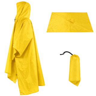 Yellow rain poncho Kenya high visibility waterproof 190T nylon poncho with hood