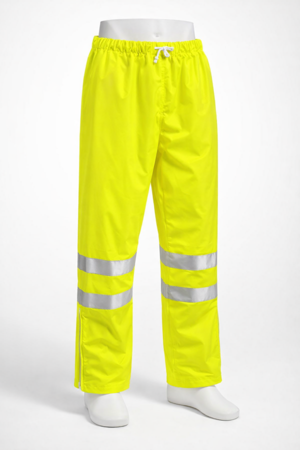 lime green reflective waterproof rider trousers in Kenya 190T nylon rain pants