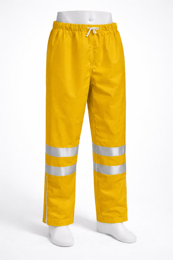 yellow reflective waterproof rider trousers in Kenya 190T nylon lined rain pants
