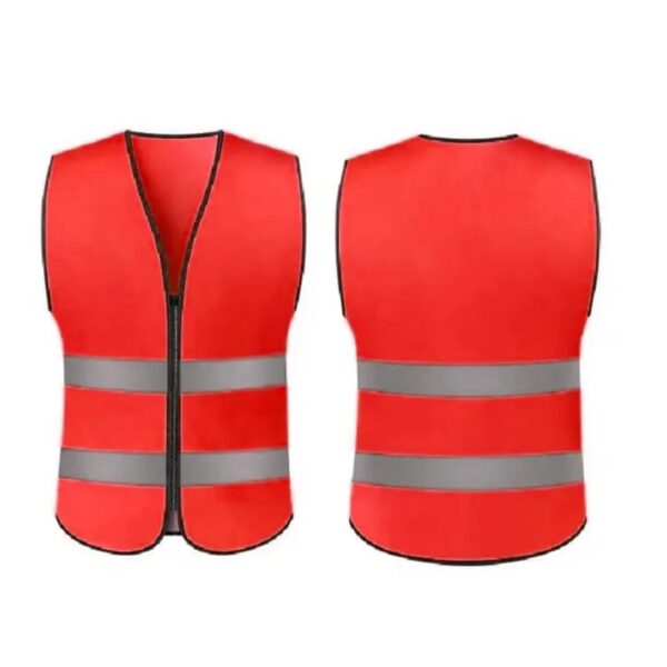 180 GSM zipper reflector vest with silver reflective strips and front zipper closure