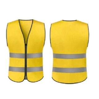 180 GSM zipper reflector vest made from 100% polyester with silver reflective strips