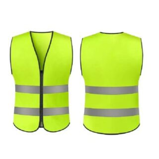 High visibility zipper reflector vest made from 180 GSM polyester with silver reflective strips