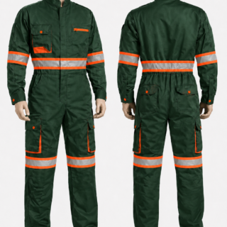 Jungle Green Reflective Cargo Overall – 380 GSM Twill Workwear