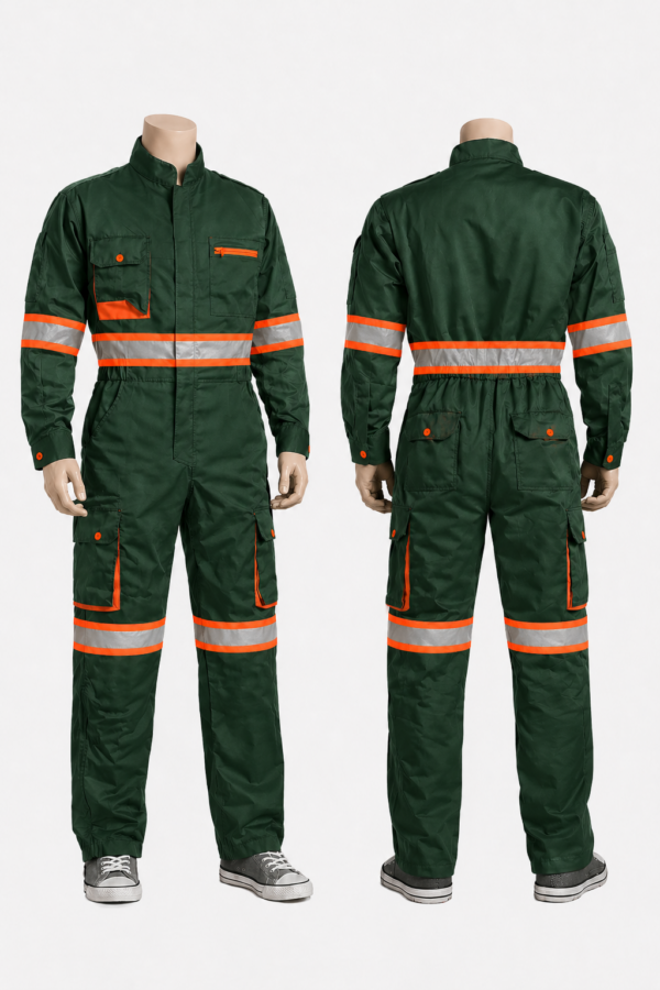 Jungle Green Reflective Cargo Overall – 380 GSM Twill Workwear