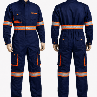 Reflective Navy Blue Cargo Overall – 380 GSM Twill Workwear