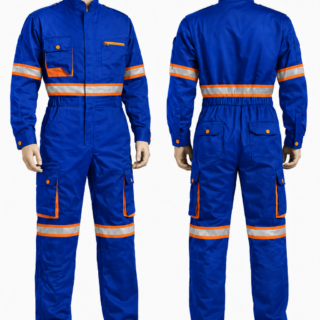 Reflective Royal Blue Cargo Overall – 380 GSM Twill Workwear