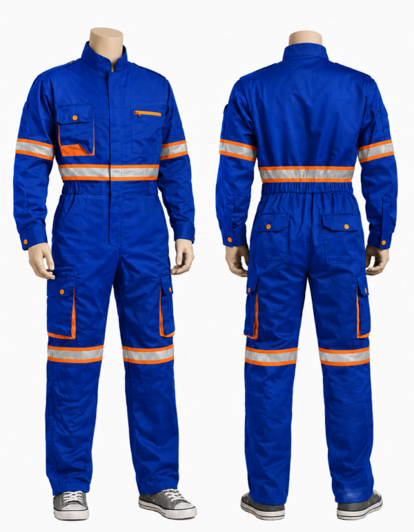 Reflective Royal Blue Cargo Overall – 380 GSM Twill Workwear