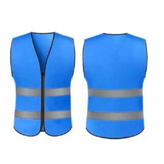Reflector vest with zipper made from 180 GSM polyester with silver reflective strips