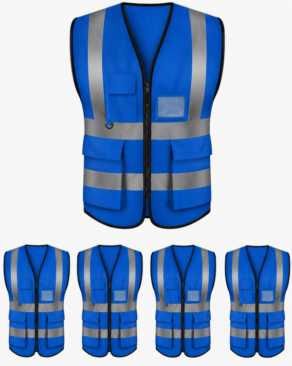 Royal blue pocket reflector vest