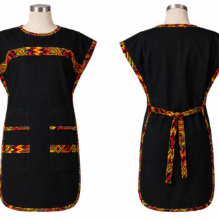 black kitenge apron double sided polycotton bib apron with multicolour cotton kitenge accent