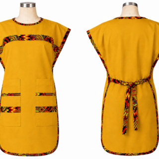 kitchen apron with pockets mustard yellow polycotton double sided apron with multicolour kitenge accent