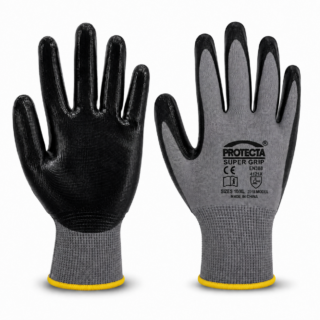 nitrile coated gloves PROTECTA Super Grip grey and black safety work gloves