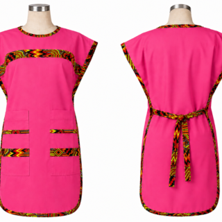 service apron with pockets hot pink polycotton double sided apron with multicolour kitenge accent
