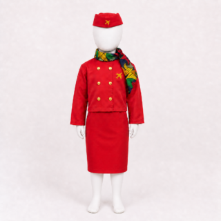 Kids air hostess costume red coat skirt scarf and cap for CBE career day