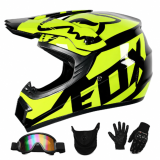 dirt bike helmet set luminous green full face off road motorcycle helmet with goggles mask and gloves
